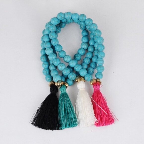 Blue Turquoise Tassel Bracelet 2 for $15 - Picture 1 of 4